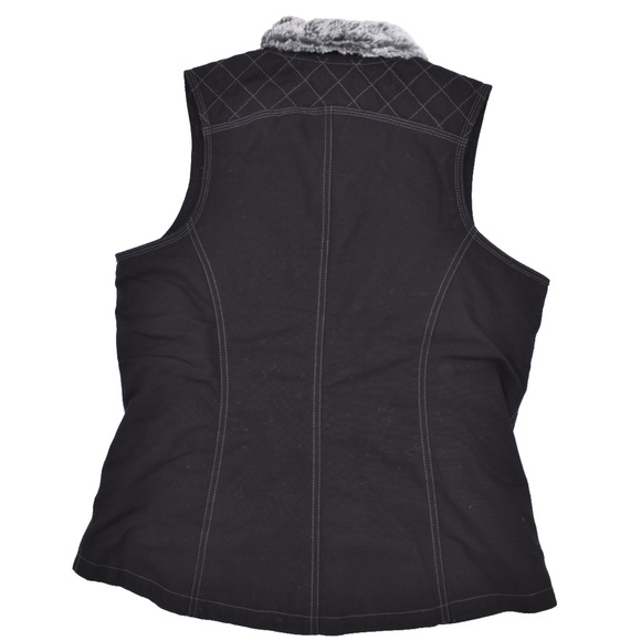 NOBLE OUTFITTERS Fleece Lined Barn Vest - Black / Gray Faux Fur - Womens Small - Picture 2 of 4